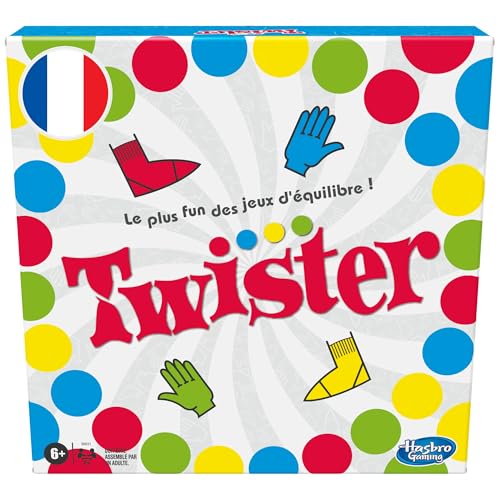 Twister, Jeu de Groupe Classique pour Enfants et la Famille, Jeu de société Twister, à partir de 6 Ans, pour l'intérieur ou l'extérieur - Version Française