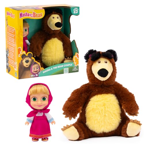 Masha & Michka, Coffret Masha poupée 12 cm, et Michka Peluche 20 cm, Jouets pour Enfants à partir de 3 Ans, GIOCHI PREZIOSI,MHA21
