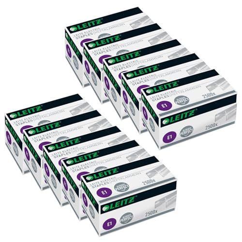 Leitz Electric 55680000 Boîte de 10 Agrafes E1 Galvanisées Boîte de 2500 Agrafes