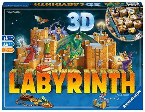 Ravensburger - Laberinto Mágico 3D, Juego de Mesas para Niños 7 Años, Regalos para Niños a Partir de 7 Años, Juegos de Mesa Familia, Versión en Español