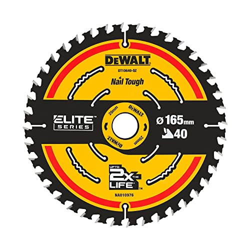 DEWALT DT10640-QZ - Disco de corte, Diámetro 165mm, 40 dientes EXTREME, Hoja de corte para sierras circulares, Tamaño del agujero 20mm