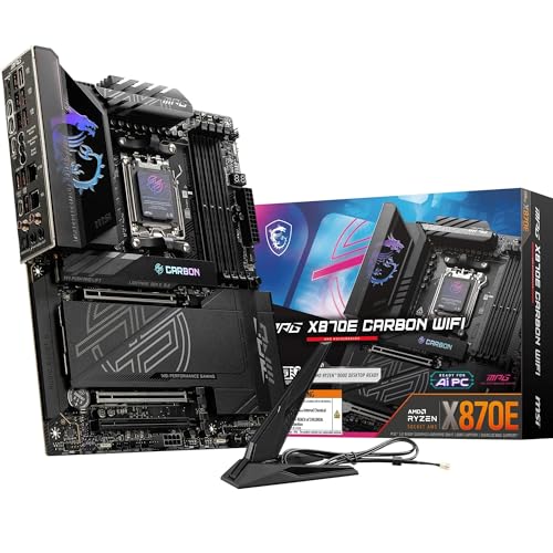 MSI MPG X870E CARBON WIFI Scheda madre, ATX - Supporta processori AMD Ryzen 9000/8000/7000, AM5-110A SPS VRM, DDR5 Memory Boost 8400+MT/s (OC), PCIe 5.0 x16, M.2 Gen5, Wi-Fi 7, 5G LAN
