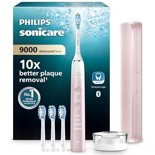 Philips Sonicare DiamondClean 9000 - Brosse à dents électrique avec application, Édition spéciale, capteur de pression, socle de charge, rose, modèle HX9911/79