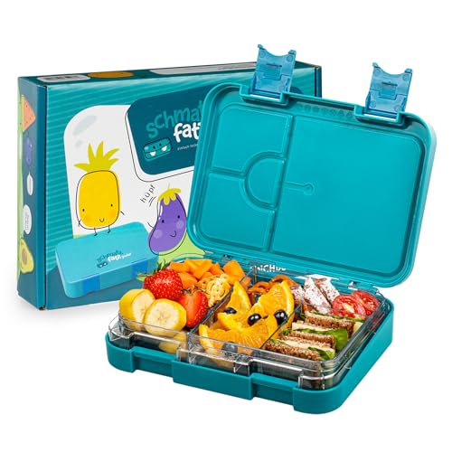 Schmatzfatz Bento Lunch Box Bambino - Senza BPA - Scatola da gustare per bambini con 4/6 scomparti - Facile apertura e pulizia - Contenitore per il pranzo per la scuola, lo sport e la scuola materna,