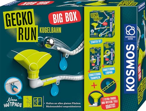 KOSMOS Gecko Run 621209 Big Pack, Big Box, paquete de ventaja, pista de bolas extensible para niños, pista de bolas vertical, canicas, juguetes educativos y juguetes de construcción a partir de 8 años