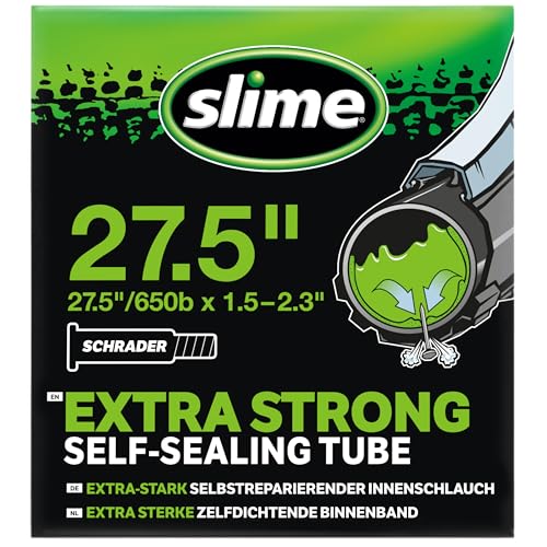 Slime 30077 Fahrradschlauch mit Slime- Pannendichtmittel, selbstdichtend, vorbeugen und reparieren, Schrader-Ventil, 27.5" x 1.5-2.3"