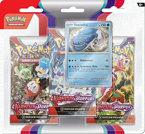 Pokémon Jeu de Cartes à Collectionner : Pack de 3 Carmesin & Pourpre - Requin d'Armée (3 boosters et 1 Carte Promo holographique)
