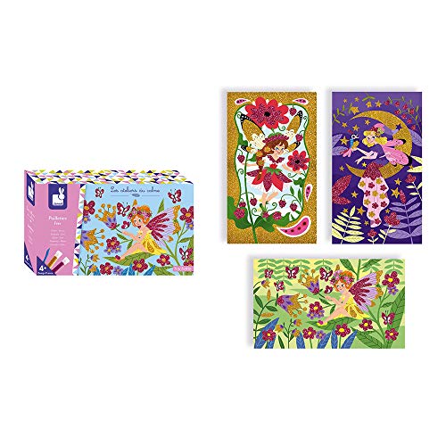Janod - Coffret Paillettes Fées - Les Ateliers du Calme - Kit Loisir Créatif Enfant - Apprentissage Motricité Fine et Créativité - dès 4 Ans, J07806