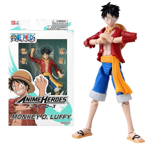 Bandai - Anime Heroes - One Piece - Figurine Anime heroes 17 cm – Monkey D. Luffy - Licence Officielle One Piece - Figurine articulée Luffy - Jouet Enfant 4 ans et + - 37008