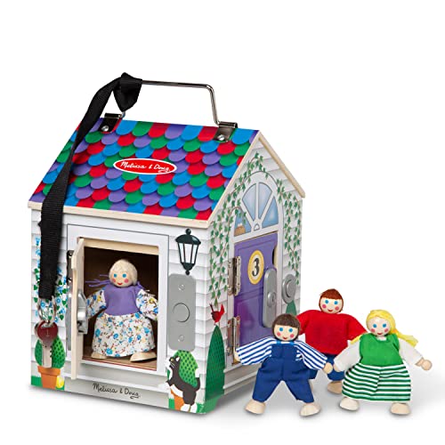 Melissa & Doug Maison En Bois À Sonnettes, Jeux d'imitation, Excellent cadeau pour les filles et les garçons 2505 Multicolore 22,86 cm H x 17,272 cm W x 17,272 cm L