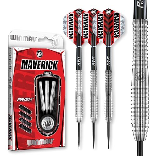 WINMAU Maverick 23 Gramo Profesional Acero propina Tungsteno Dardos con Vuelos y Tallos (Ejes)