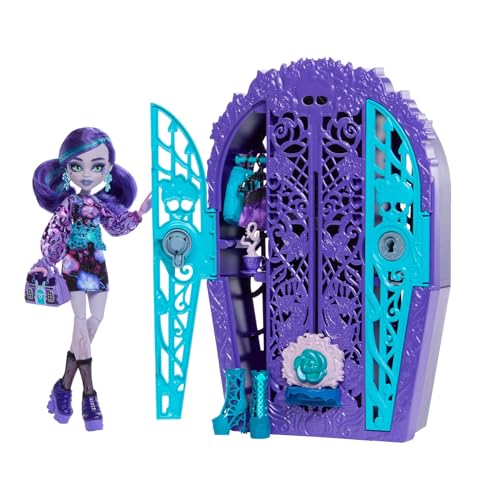Monster High Skulltimate Secrets Jardín misterioso Twyla Conjunto de muñeca y accesorios, armario con más de 19 sorpresas para una merienda, incluida ropa de muñeca, HYT74