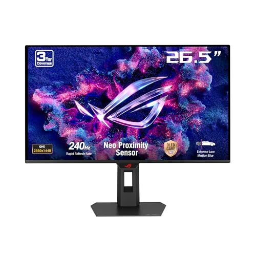 ROG Strix OLED XG27AQDMES Gaming-Monitor (27 Zoll (26,5 Zoll sichtbar) 1440p QD-OLED, 240 Hz, 0,03ms, Neo Proximity Sensor, ASUS OLED Care Pro, G-SYNC kompatibel, 99% DCI-P3, DisplayWidget Center)