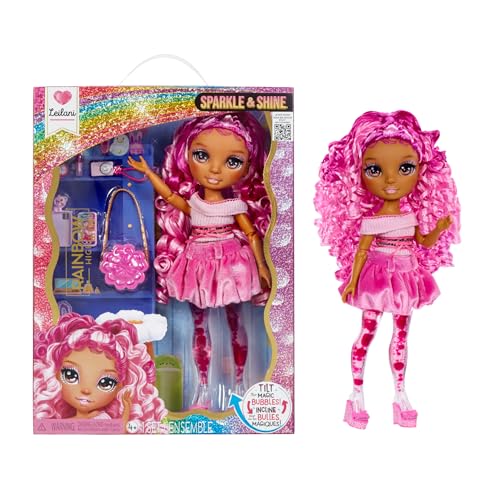 RAINBOW HIGH Sparkle & Shine Doll - Leilani - Poupée Mannequin de 28 cm avec Cheveux Roses et Bulles Magiques dans Les Jambes, Couleur, Style, Jeu, À Collectionner, Enfants de 4 à 12 Ans et Plus