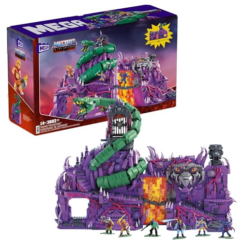 Mega Les Maîtres de l'univers Coffret de Construction Montagne du Serpent avec 6 Mini-Figurines articulées et Accessoires, Jeu de Construction, Dès 14 Ans, HHD16