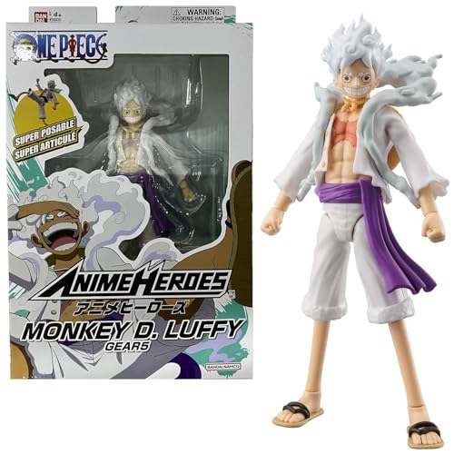BANDAI – Anime Heroes – One Piece – Anime Heroes Figur 17 cm – Monkey D. Ruffy Gear 5 – Offizielle One Piece Lizenz – Bewegliche Luffy-Figur Version Gear 5 – Spielzeug für Kinder ab 4 Jahren – 37054
