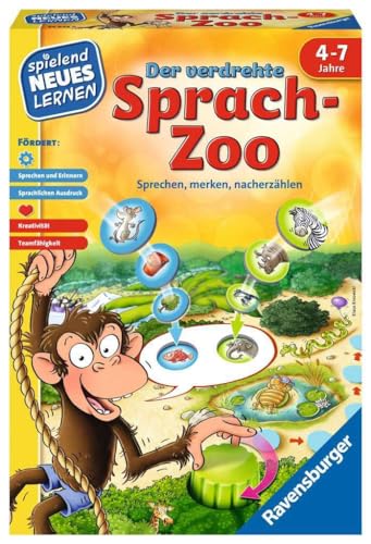 Ravensburger 24945 - The Twisted Language Zoo - Jouez et apprenez pour Les Enfants, Jeu éducatif pour Les Enfants de 4 à 7 Ans, Nouvel Apprentissage ludique pour 2 à 4 Joueurs