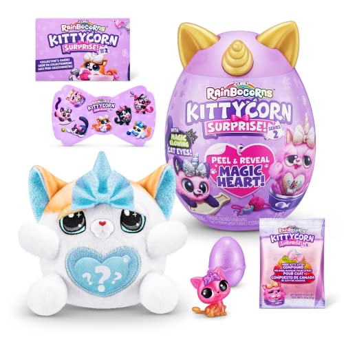 Rainbocorns Kittycorn Surprise Series 2, Pomme The Exotic Cat - Peluche Coleccionable - 10 sorpresas para desempacar, pelar y revelar corazón, calcomanías, a Partir de 3 años (Gato exótico)