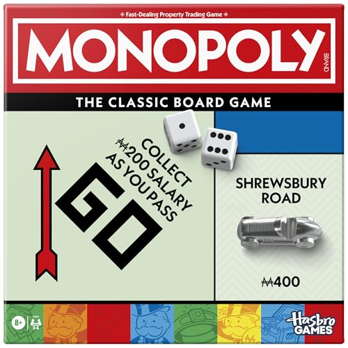 Monopoly Gioco da tavolo con vassoio portaoggetti e gettoni più grandi, lingua inglese, gioco da tavolo irlandese