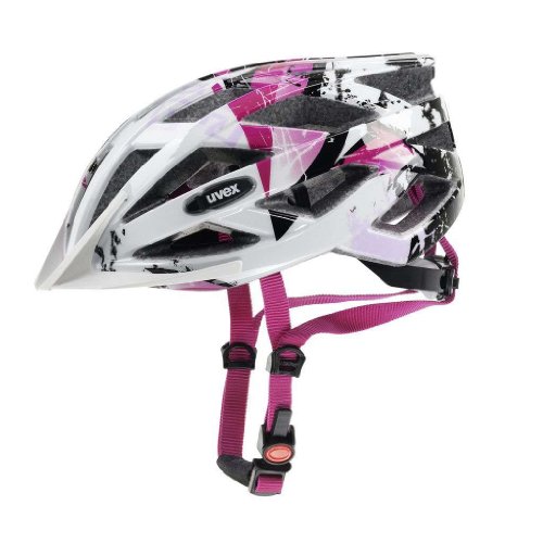 uvex Air Wing, Casco Infantil Ligero, Ajuste de Talla individualizado, luz LED Opcional, White-Pink, 52-57 cm