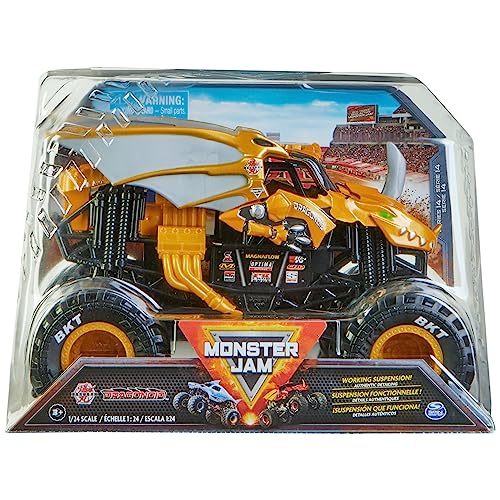 Monster Jam, Camion Monstre Dragonoid Officiel Bakugan, véhicule Collector moulé sous Pression, échelle 1:24, Jouets pour Enfants de 3 Ans et Plus