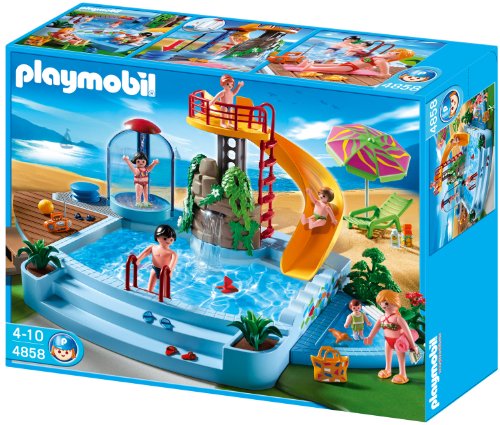 PLAYMOBIL Family Fun, Piscina con Tobogán 4858, a Partir de 4 años