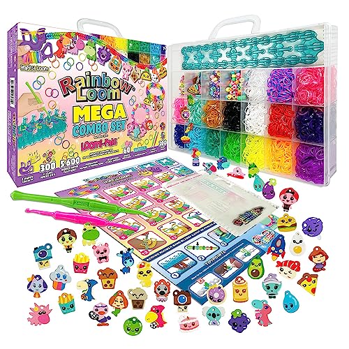 Bandai - Rainbow Loom Mega Combo Set – Coffret Géant Fabrication de bracelets - Loisir Créatif - Métier à tisser avec 5600 élastiques Charms & Perles - ‎Kit breveté - Jouet Enfant 8 ans et + - CD00101