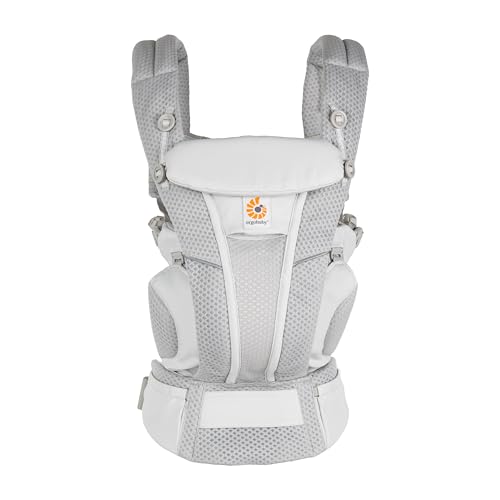 Marsupio Ergobaby Omni Breeze per neonati, 4 posizioni SoftFlex Mesh marsupio anteriore ergonomico marsupio posteriore per neonati (Pearl Grey)
